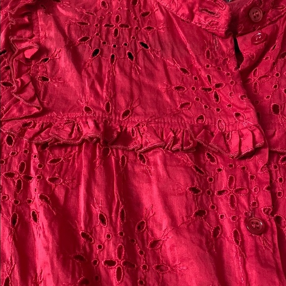 Scanlan Theodore Red Eyelet Button Down Blouse - Picture 3 of 5